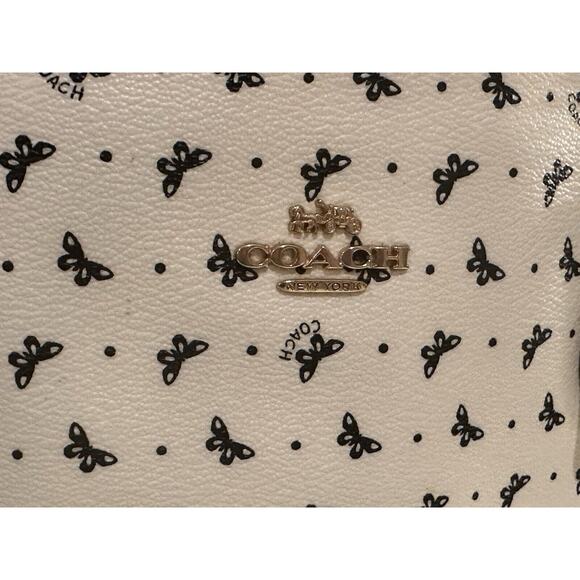 Authentic COACH Butterfly Dot Print City Top Zip Carry All Tote Ivory/Black - Picture 4 of 8
